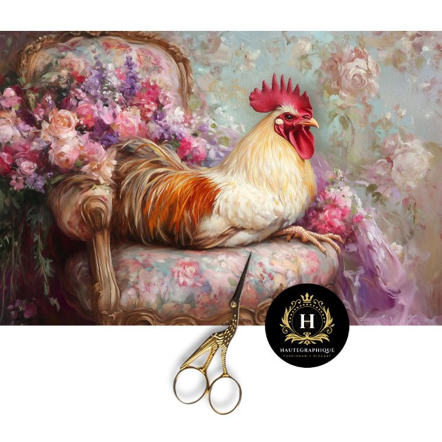 Regal Rooster Pink Romantische Blüten Dekoupage Seidenpapier (Von Creator hochgeladen)