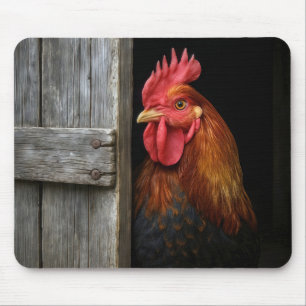 Regal Rooster pinkelt um Barntür herum Mousepad