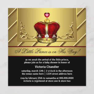 Regal Rot und Gold Kronprinz Baby Shower Einladung