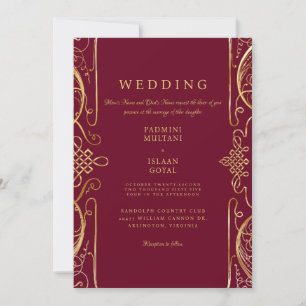 Regal rote indische Hochzeitseinladung Einladung
