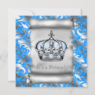 Regal Royal Blue Prince Baby Dusche Einladung