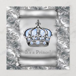 Regal Royal Blue Prince Baby Dusche Einladung