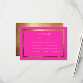 Regal Royal Pink & Gold Ethnic Wedding RSVP Karte