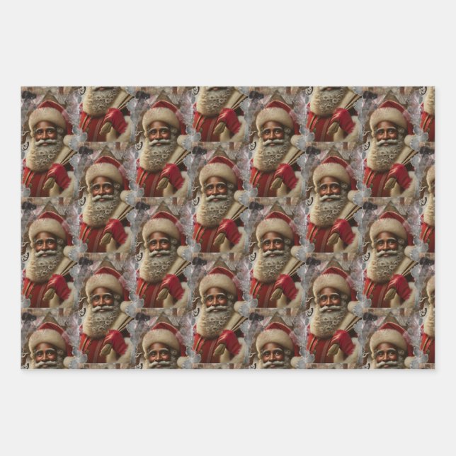 Regal Santa mit Rentier Geschenkpapier Set (Vorderseite)