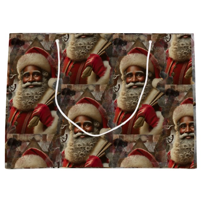 Regal Santa mit Rentier Große Geschenktüte (Vorderseite)