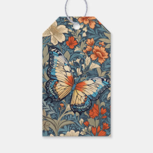 Regal Schmetterling unter William Morris Floral Geschenkanhänger