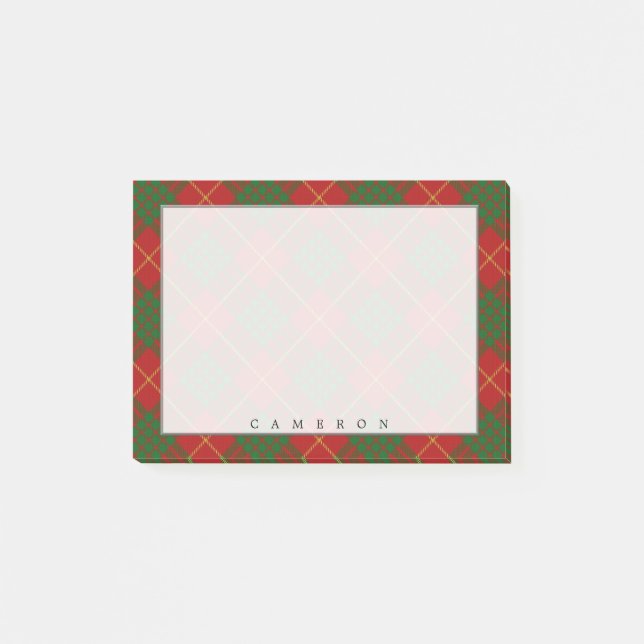 Regal Scottish Clan Cameron Tartan Post-it Klebezettel (Vorderseite)