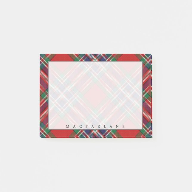 Regal Scottish Clan MacFarlane Tartan Post-it Klebezettel (Vorderseite)