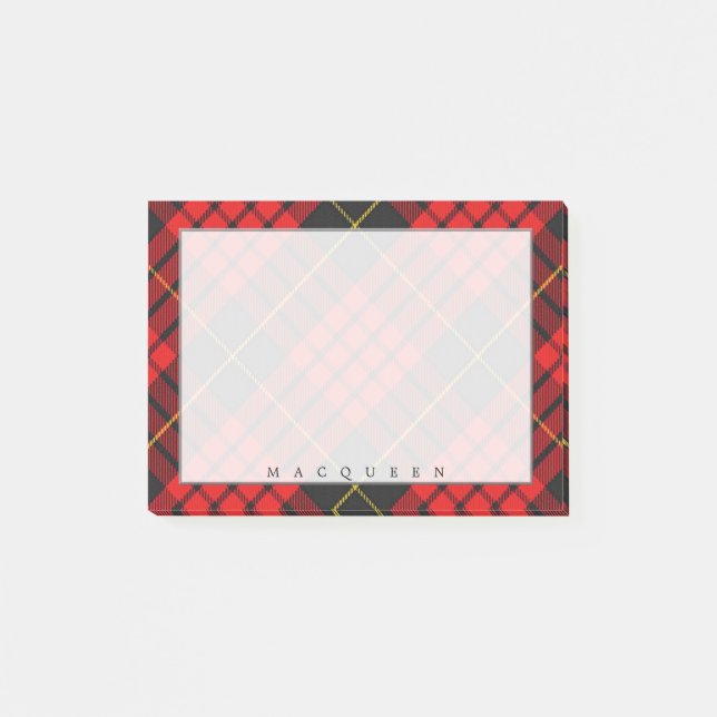 Regal Scottish Clan MacQueen Tartan Post-it Klebezettel (Vorderseite)