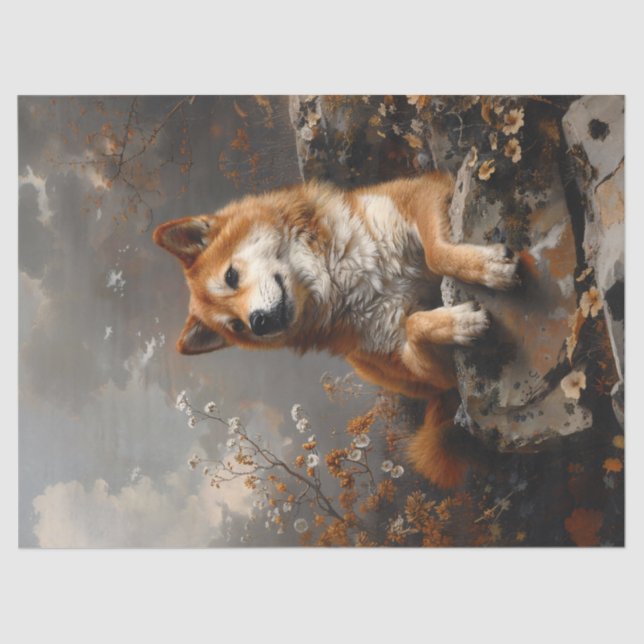 Regal Shiba Inu Decoupage Seidenpapier (Vorderseite)