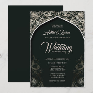 Regal Silver Blüh Hunter Green Wedding Einladung