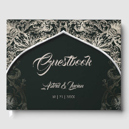 Regal Silver Blüh Hunter Green Wedding Gästebuch