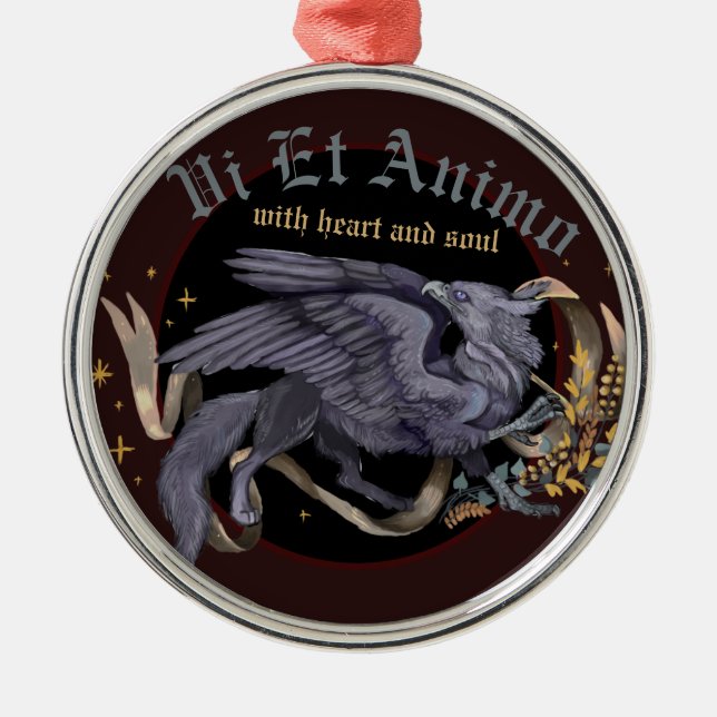 Regal Silver Griffin Ornament Aus Metall (Vorne)