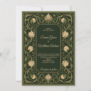 Regal Smaragd Gold Barock Hochzeitseinladung Einladung