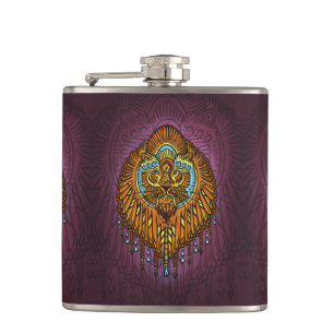 Regal Spirit Lion Verziertes Stammes Mandala Roa Flachmann