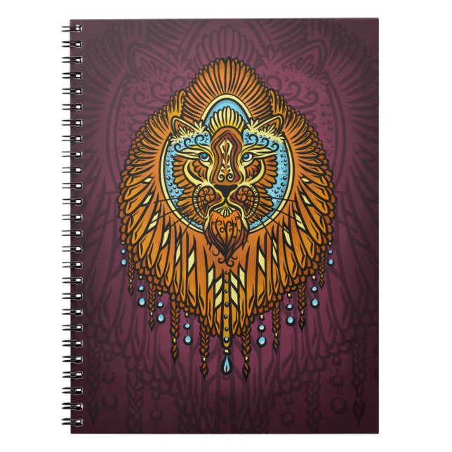 Regal Spirit Lion | Verziertes Stammes Mandala Roa Notizblock (Vorderseite)