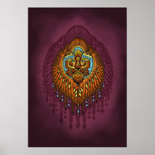 Regal Spirit Lion Verziertes Stammes Mandala Roa Poster