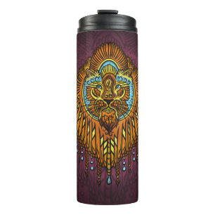 Regal Spirit Lion   Verziertes Stammes Mandala Roa Thermosbecher