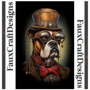 Regal Steampunk Boxer Hund Decoupage Rechts 117 Seidenpapier