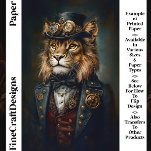 Regal Steampunk Löwen Porträt CH9 Scrapbook Papier