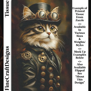 Regal Steampunk Tabby Katzenporträt DV2R Decoupage Seidenpapier