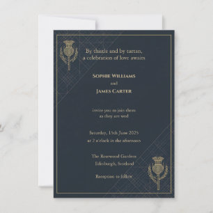 Regal Thistle & Tartan Scottish Wedding Einladung