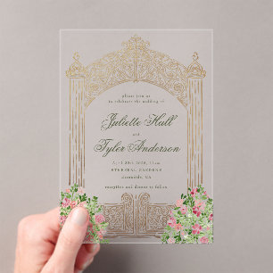 Regal-Türen Elegante Faux-Folie Hochzeit Acryleinladungen