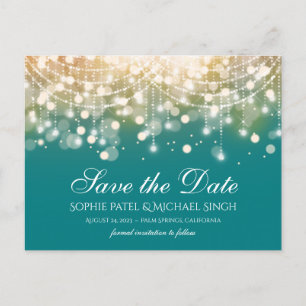 Regal Turquoise und Gold Bokeh Lights Postkarte