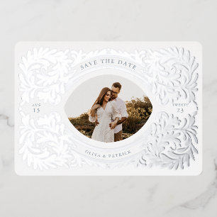 Regal veredelt Save the Date Foto Frame Dusty Folieneinladung