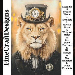 Regal Viktorianisch Steampunk Lion Black AB8 Decou Seidenpapier
