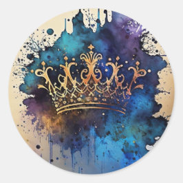 Regal Watercolor Crown Siegel Sticker