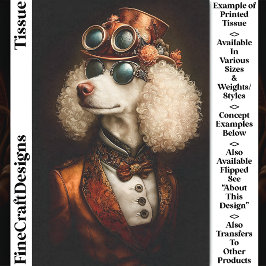 Regal White Steampunk Poodle Dog CT8 Decoupage Seidenpapier