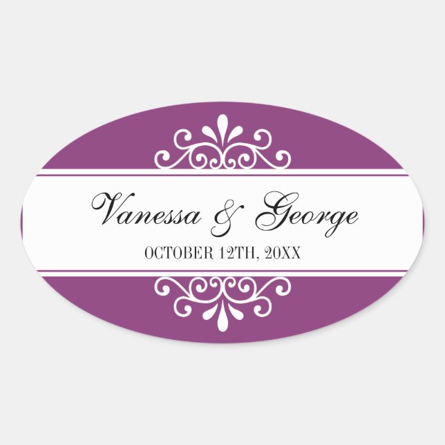 Regal wirbeln lila oval aus der Stadt Geschenktasc Ovaler Aufkleber (Vorderseite)
