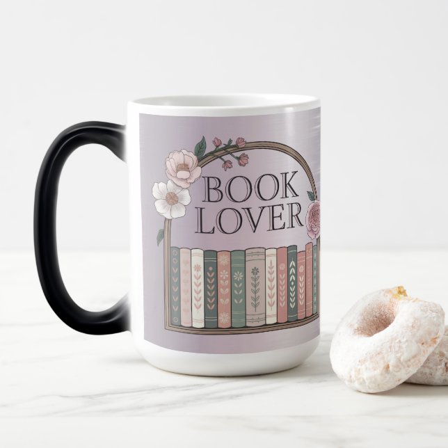 Regalblumen Buchliebhaber Morphing Tasse (Mit Donut)