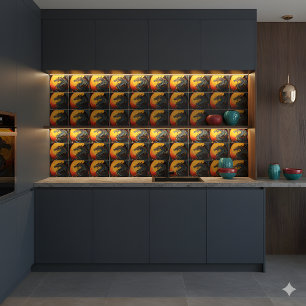 Regaldrache unter der Keramik Vollmond Fliese