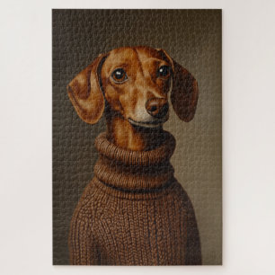 Regale Dackel in einem Turtleneck Puzzle