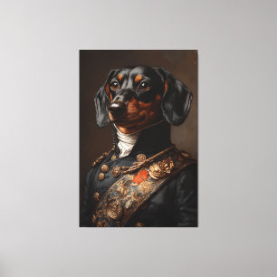 Regale Dackel in napoleonischer Militäreinheit Leinwanddruck