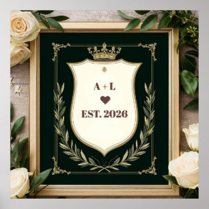 Regale Hochzeitsinitialen mit Krone Poster