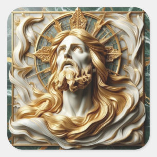 Regale Reverenz Jesus in Gold Quadratischer Aufkleber