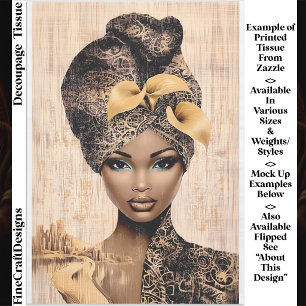 Regalfrauen, Gold & Black Turban DH7R Decoupage Seidenpapier