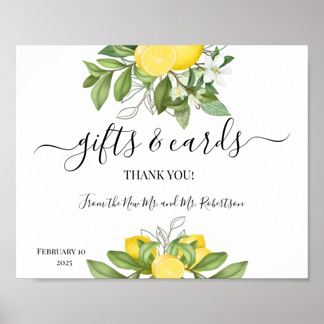 Regalos y Tarjetas Boda Greenery Rótulo Lemon Poster (Vorne)