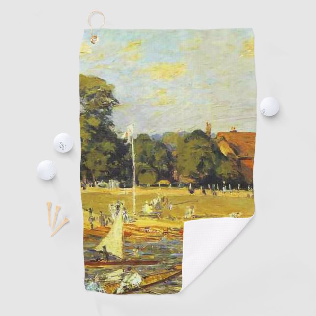 Regatta bei Hampton Court Alfred Sisley Poster Golfhandtuch (Insitu)