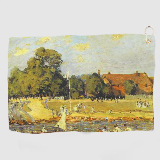 Regatta bei Hampton Court Alfred Sisley Poster Golfhandtuch (Horizontal)