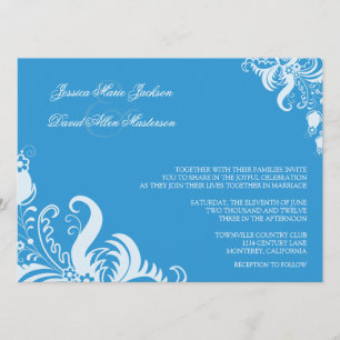 Regatta Blue Floral Accent Hochzeit Einladung