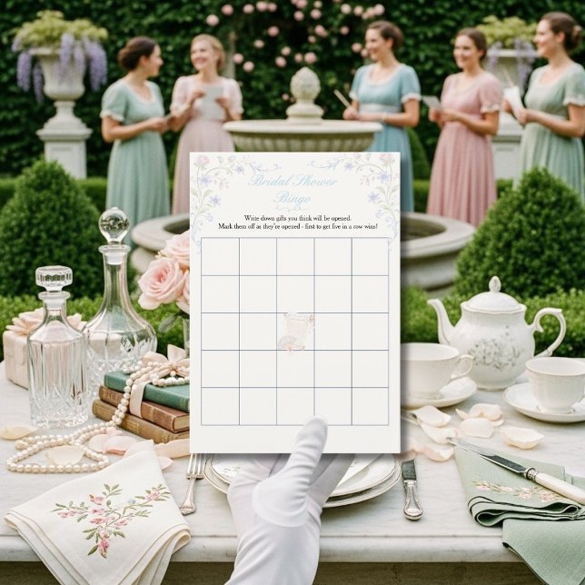 Regegcy Era Floral Bridal Shower Bingo game  Einladung (Regegcy Era Floral Bridal Shower Bingo game)