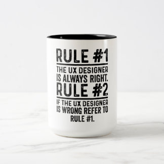 Regel #1: Der UX-Designer ist immer richtig lustig Zweifarbige Tasse