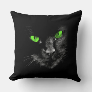 Regel für schwarze Katzen - grüne Augen Kissen