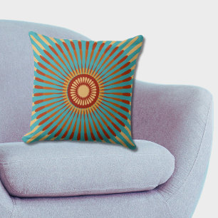 Regelmäßig zentrierte Blue und Orange Star Blume Kissen