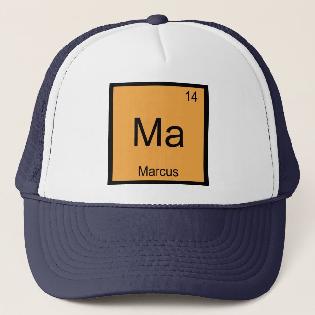 Regelmäßige Tabelle für Marcus Name Chemistry Elem Truckerkappe (Vorderseite)