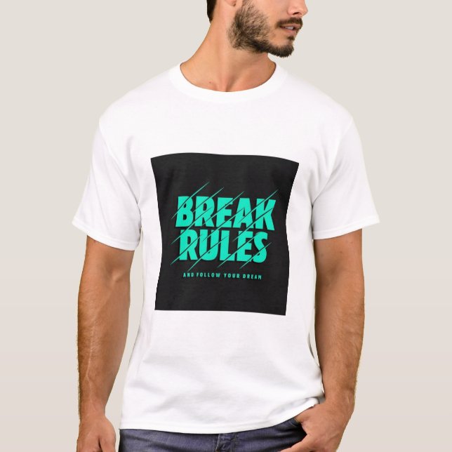 REGELN BRECHEN. TEXT GEDRUCKTES T-SHIRT (Vorderseite)